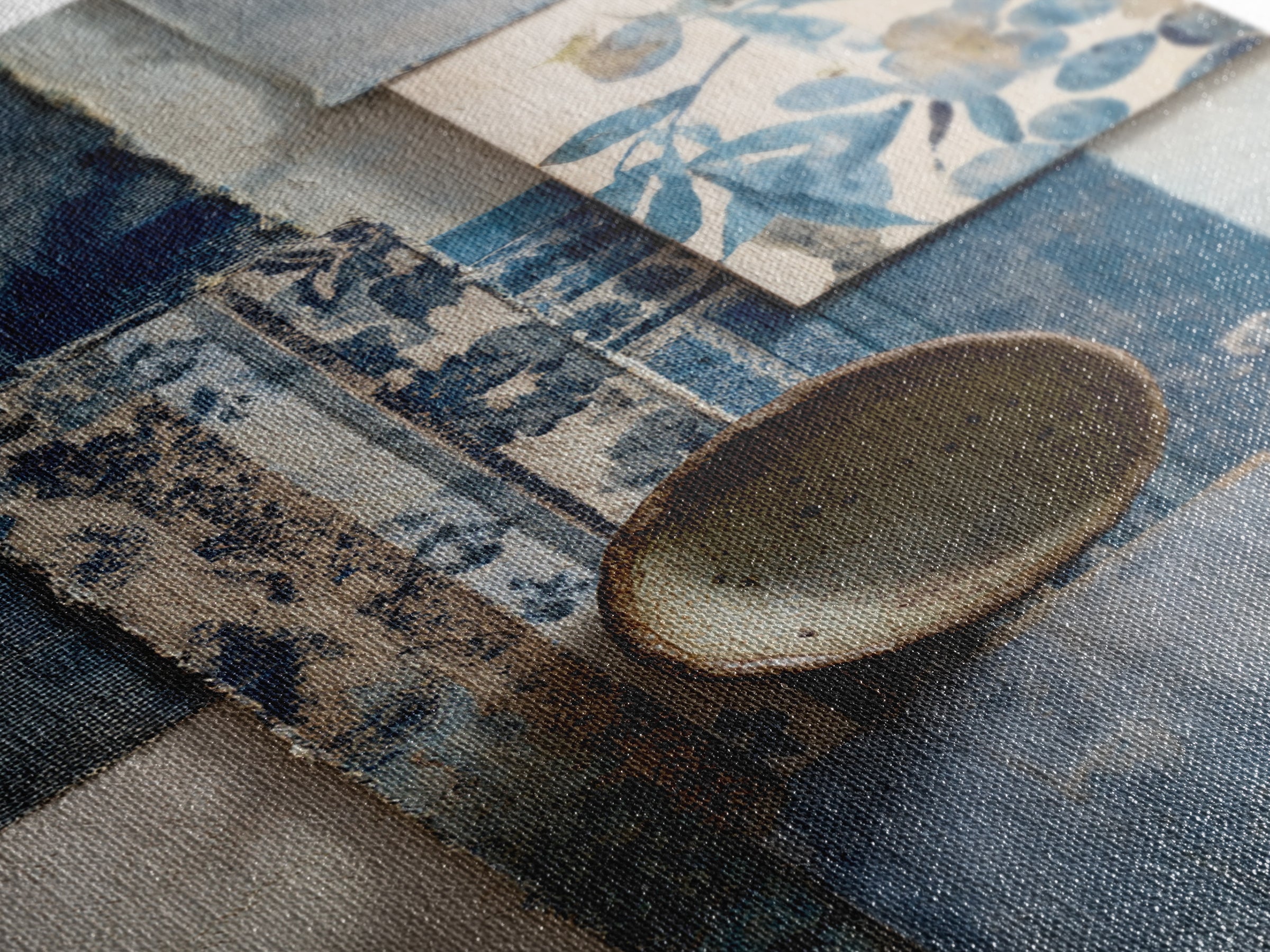 Indigo Textile Design Canvas Print, Tribal Art, Textured Painting, Living Room Decor, Fine Art, Tribal, Unique Wall Art, TRI-2x3-16
