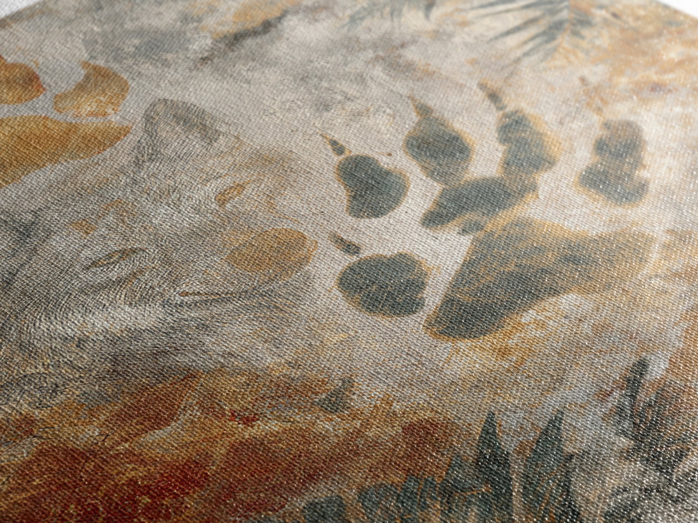 Handprint and Animal Track Composition Framed Canvas Print, Tribal Art, Earthy, Living Room Decor, Fine Art, Tribal, TRI-2x3-73
