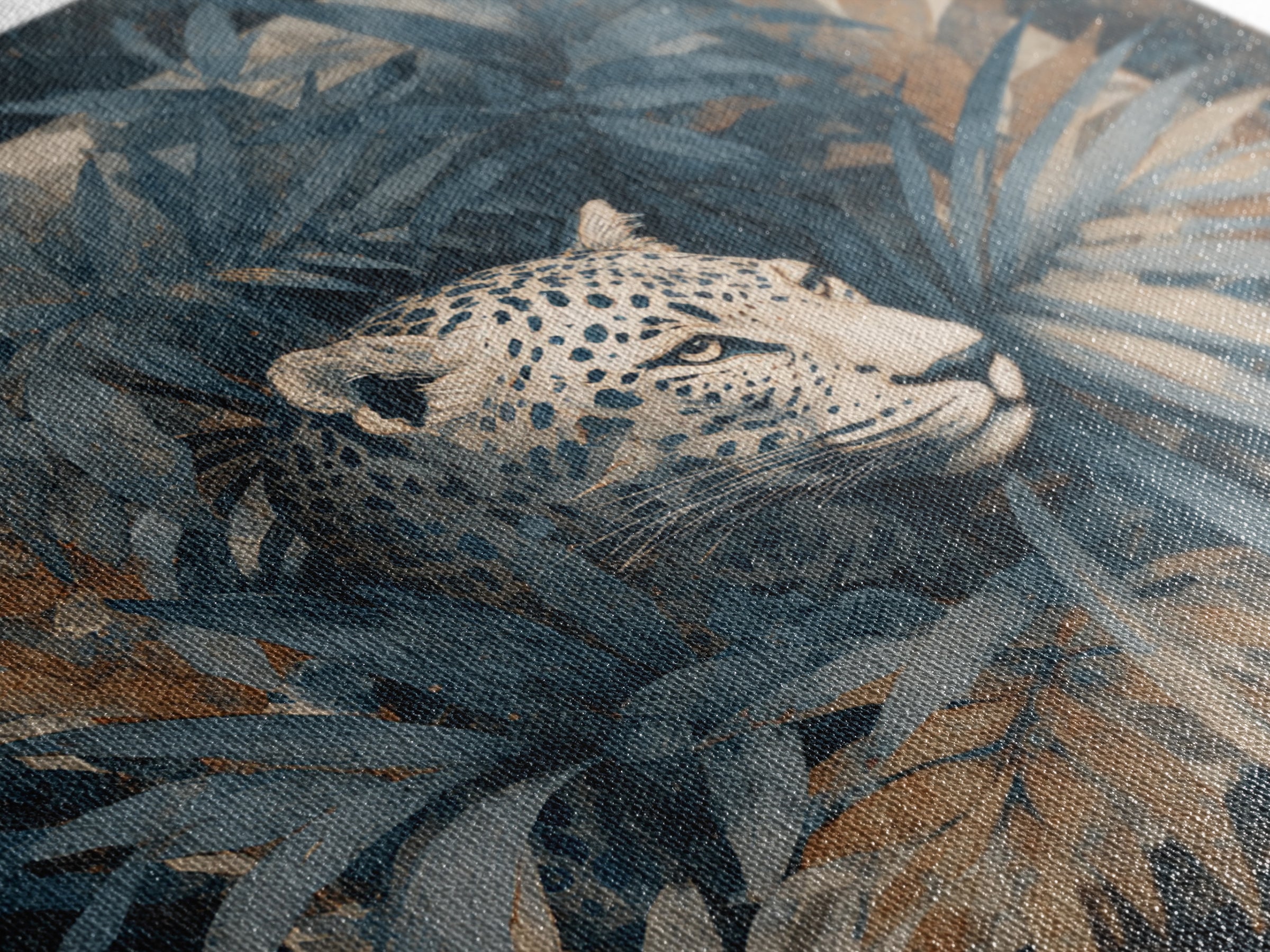 Leopard Hidden Among Palm Leaves Canvas Print, Tropical Art, Coastal Art, Living Room Decor, Fine Art, Tropic, Luxury Decor, TRO-1x1-14