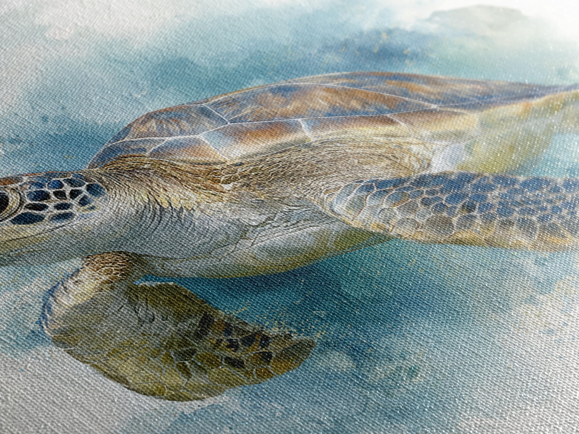 Sea Turtle Near Tropical Reef Canvas Print, Tropical Art, Bird Art, Living Room Decor, Watercolor Art, Tropic, Whimsical Art, TRO-1x1-19