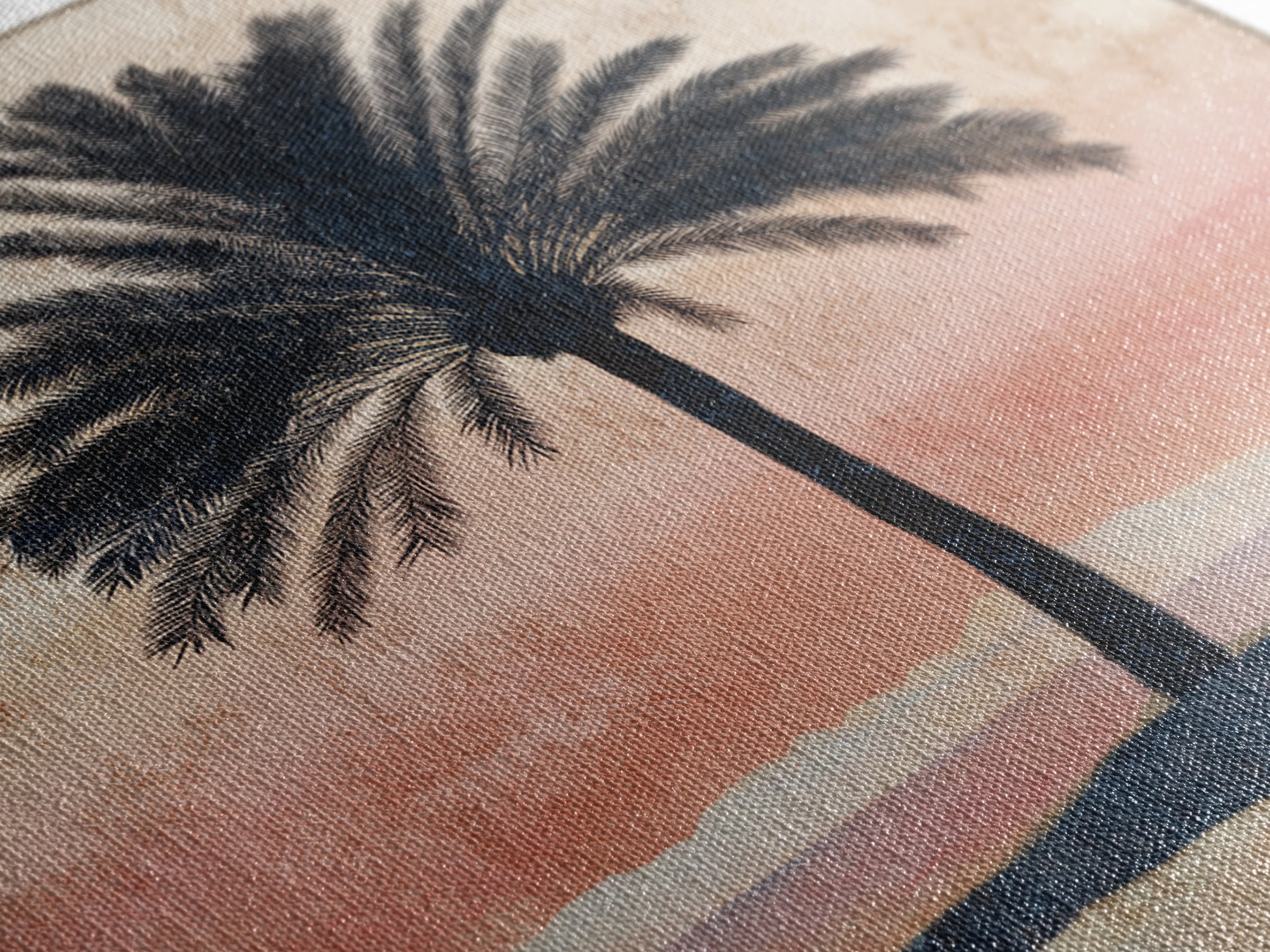 Palm Tree Silhouettes Framed Canvas Print, Tropical Art, Abstract Painting, Living Room Decor, Fine Art, Tropic, Gallery Decor, TRO-1x1-52