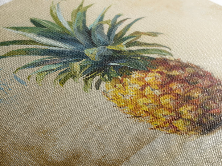 Pineapple and Palm Still Life Framed Canvas Print, Tropical Art, Downloadable Prints, Living Room Decor, Watercolor Art, Tropic, TRO-1x1-6
