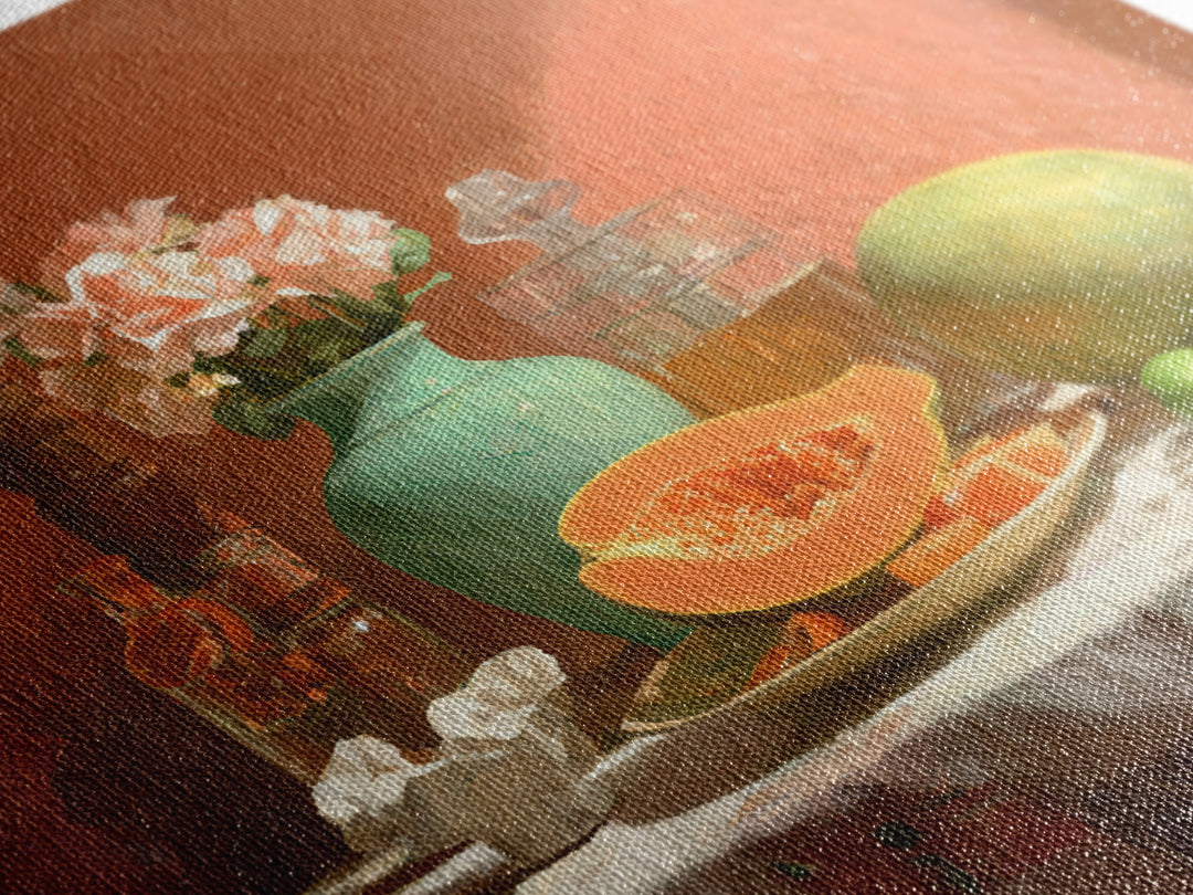 Bright Papaya and Lime Still Life Framed Canvas Print, Tropical Art, Beach Print, Living Room Decor, Abstract Art, Tropic, TRO-1x1-72