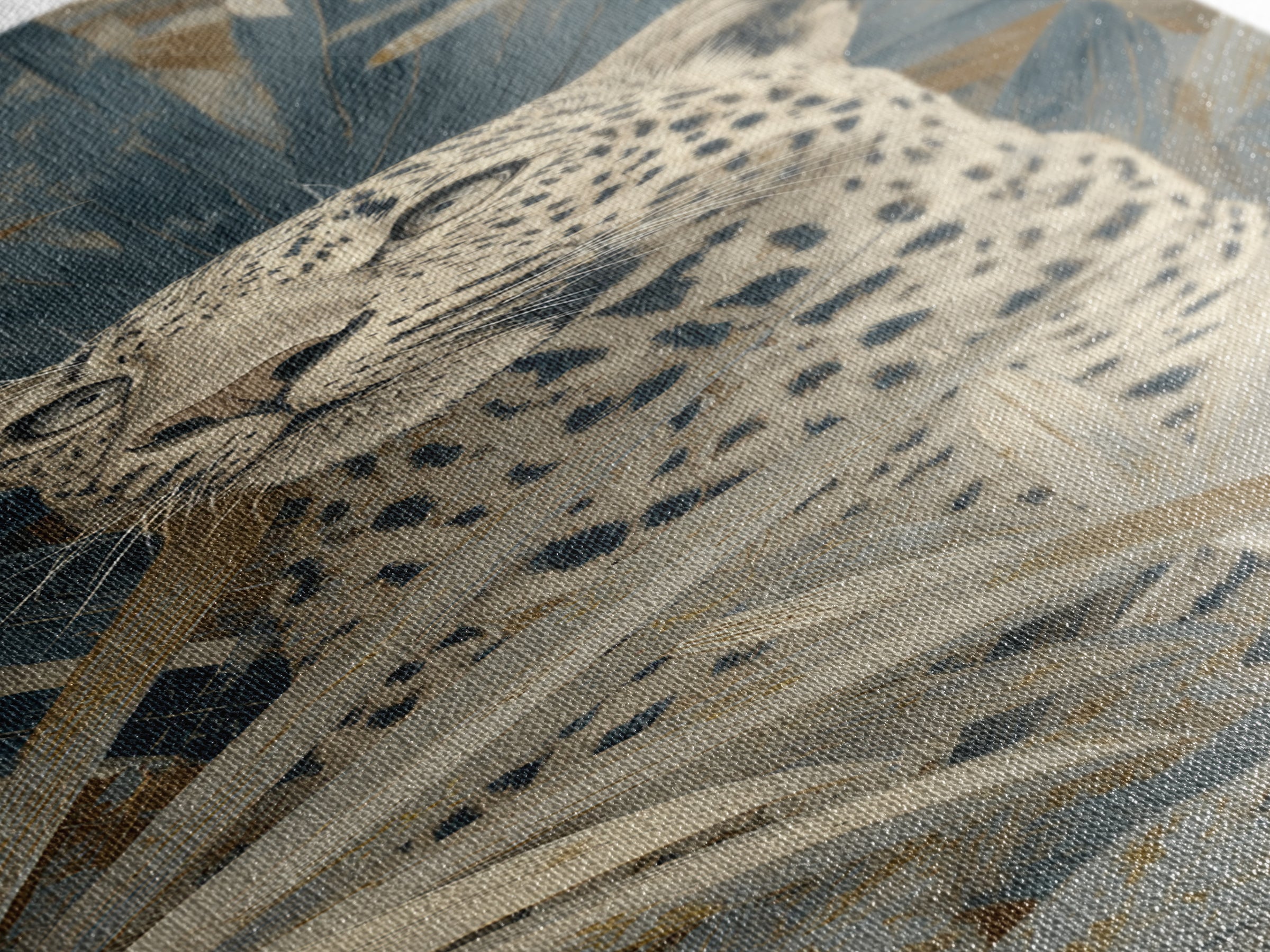 Leopard Hidden Among Palm Leaves Canvas Print, Tropical Art, Whimsical Art, Living Room Decor, Fine Art, Tropic, TRO-1x3-2