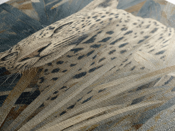 Leopard Hidden Among Palm Leaves Canvas Print, Tropical Art, Whimsical Art, Living Room Decor, Fine Art, Tropic, TRO-1x3-2