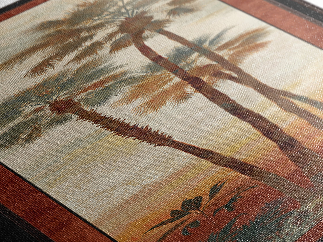 Palm Tree Silhouettes Framed Canvas Print, Tropical Art, Abstract Painting, Living Room Decor, Fine Art, Tropic, Gallery Decor, TRO-1x3-64
