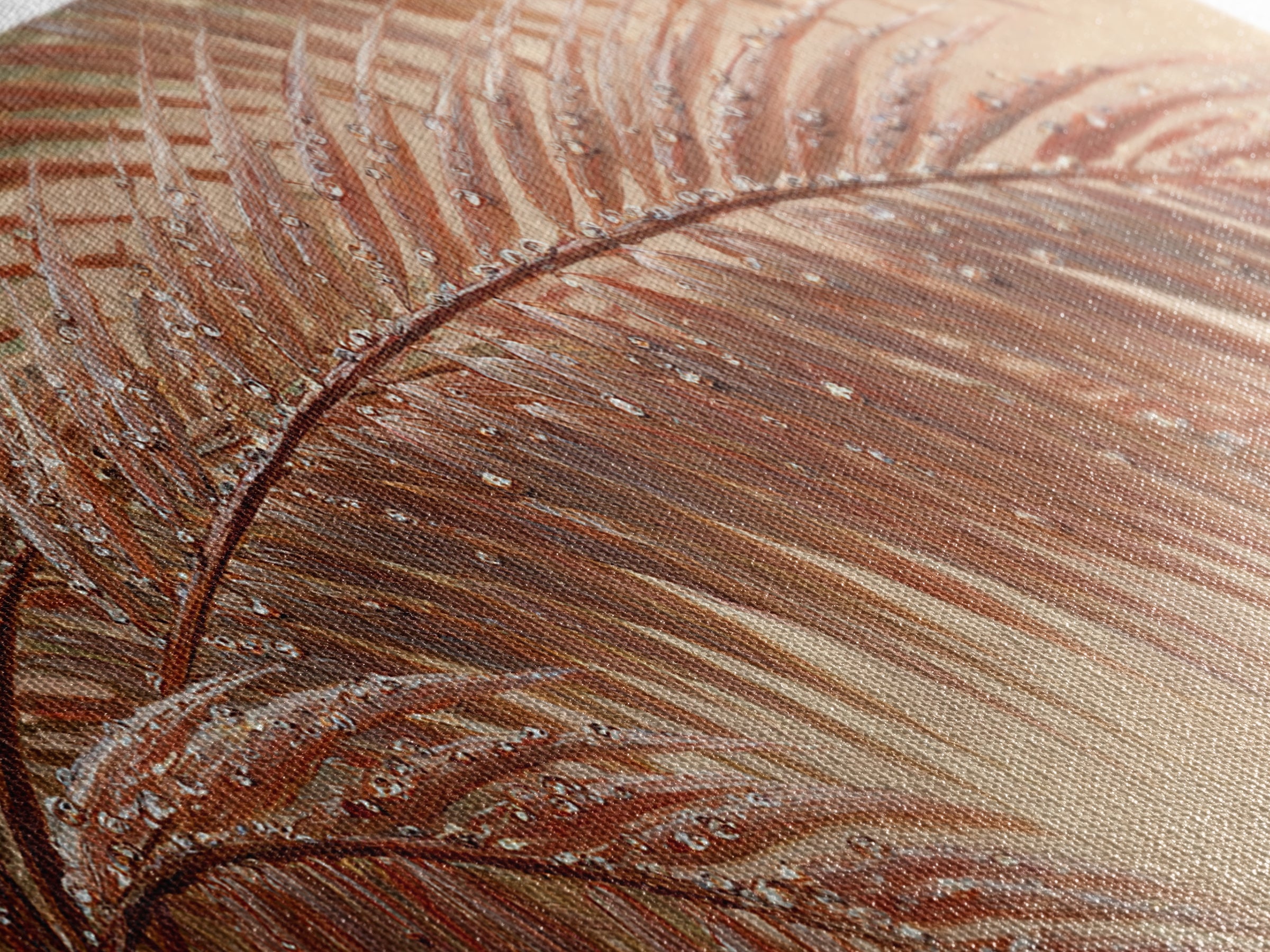 Rain Soaked Palm Leaf Closeup Canvas Print, Tropical Art, Art Print, Living Room Decor, Fine Art, Tropic, Abstract Painting, TRO-2x1-41