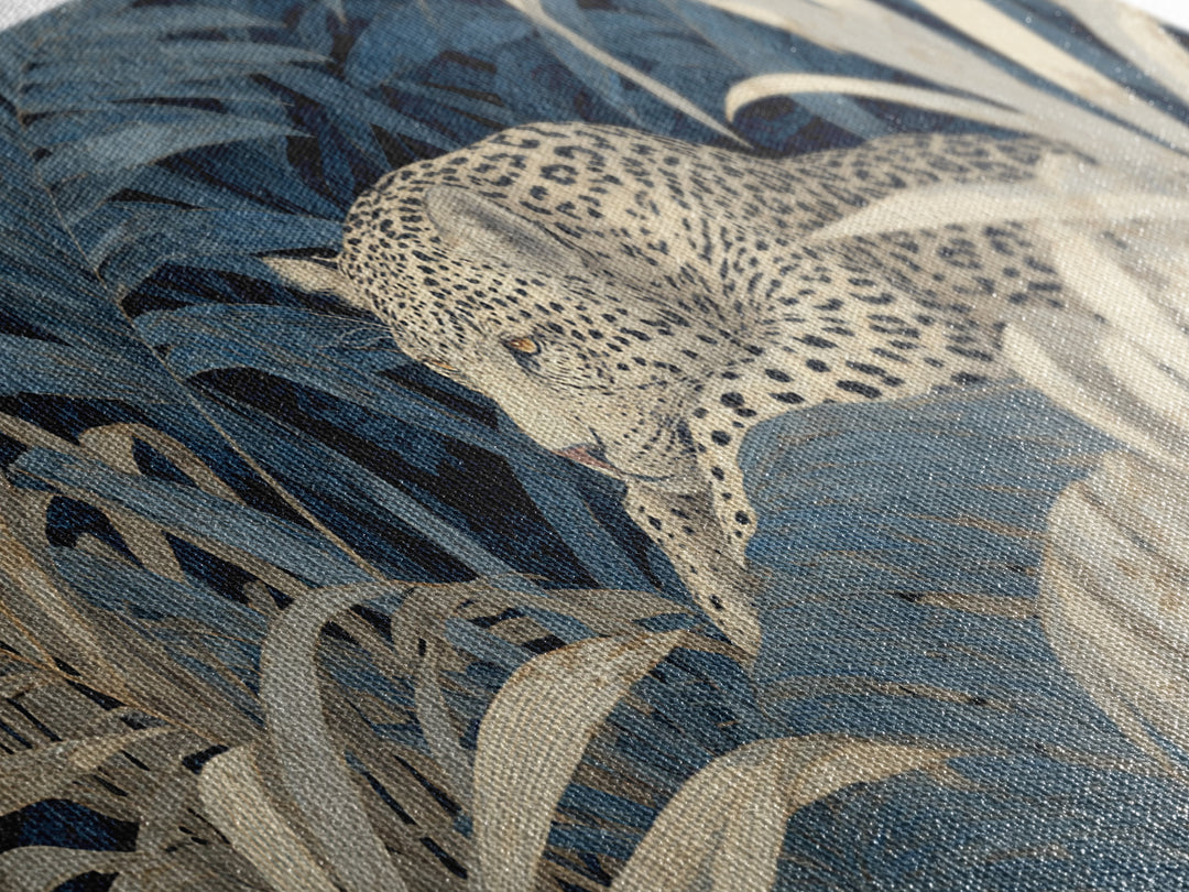 Leopard Hidden Among Palm Leaves Canvas Print, Tropical Art, Print, Living Room Decor, Fine Art, Tropic, Coastal Wall Art, TRO-2x1-58