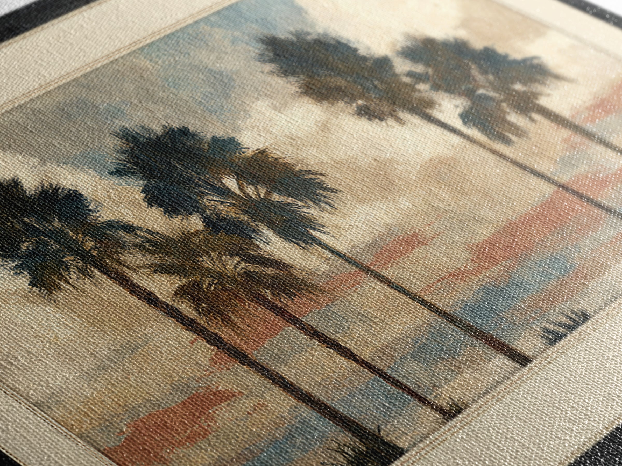 Palm Tree Silhouettes Framed Canvas Print, Tropical Art, Wall Art Prints, Living Room Decor, Fine Art, Tropic, Beach Wall Art, TRO-2x1-72