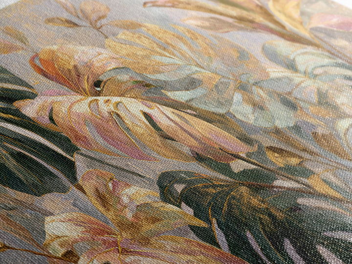 Lush Monstera Leaves Canvas Print, Tropical Art, Abstract Painting, Living Room Decor, Fine Art, Tropic, Gallery Decor, TRO-2x1-93