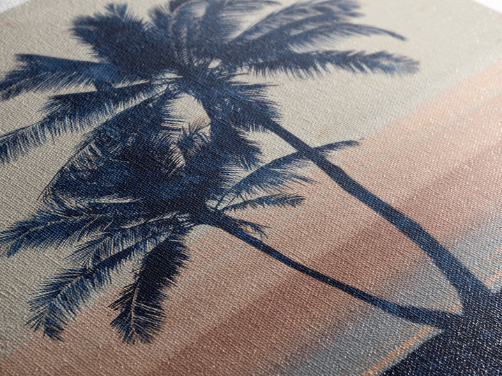 Palm Tree Silhouettes Framed Canvas Print, Tropical Art, Digital Art, Living Room Decor, Oil Painting, Tropic, Watercolor Art, TRO-2x3-12
