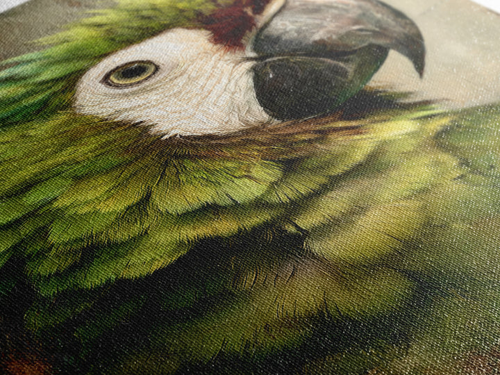 Parrot Portrait with Emerald Feathers Canvas Print, Tropical Art, Gallery Decor, Living Room Decor, Fine Art, Tropic, TRO-2x3-16