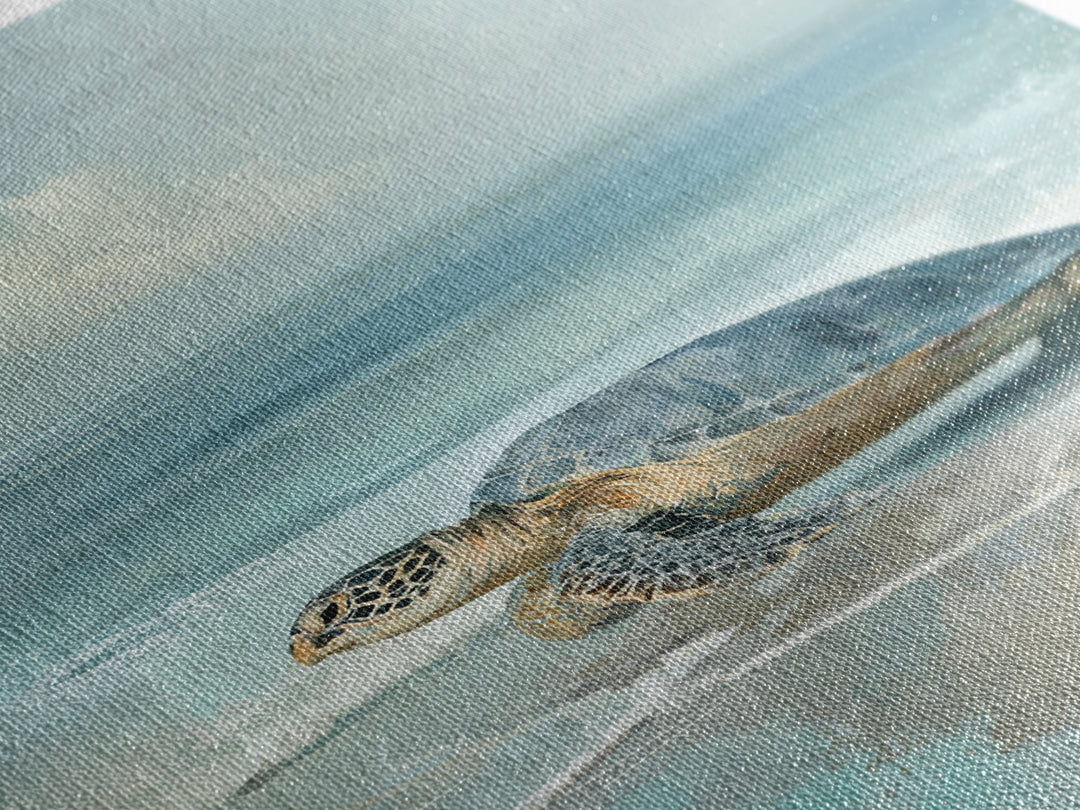 Sea Turtle Near Tropical Reef Framed Canvas Print, Tropical Art, Room Decor, Living Room Decor, Fine Art, Tropic, Printable, TRO-2x3-3