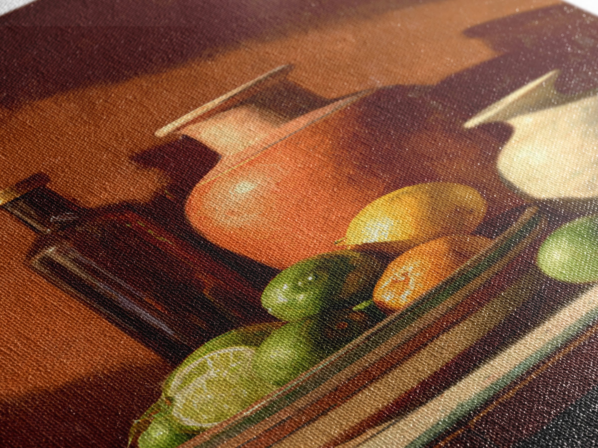 Bright Papaya and Lime Still Life Canvas Print, Tropical Art, Statement Artwork, Living Room Decor, Fine Art, Tropic, TRO-2x3-32
