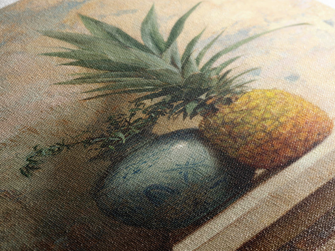 Pineapple and Palm Still Life Framed Canvas Print, Tropical Art, Art Print, Living Room Decor, Tropic, Abstract Painting, TRO-2x3-38