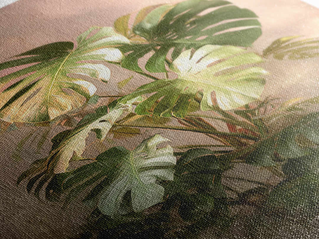 Lush Monstera Leaves Canvas Print, Tropical Art, Beach Decor, Living Room Decor, Oil Painting, Tropic, Fine Art Print, TRO-2x3-57