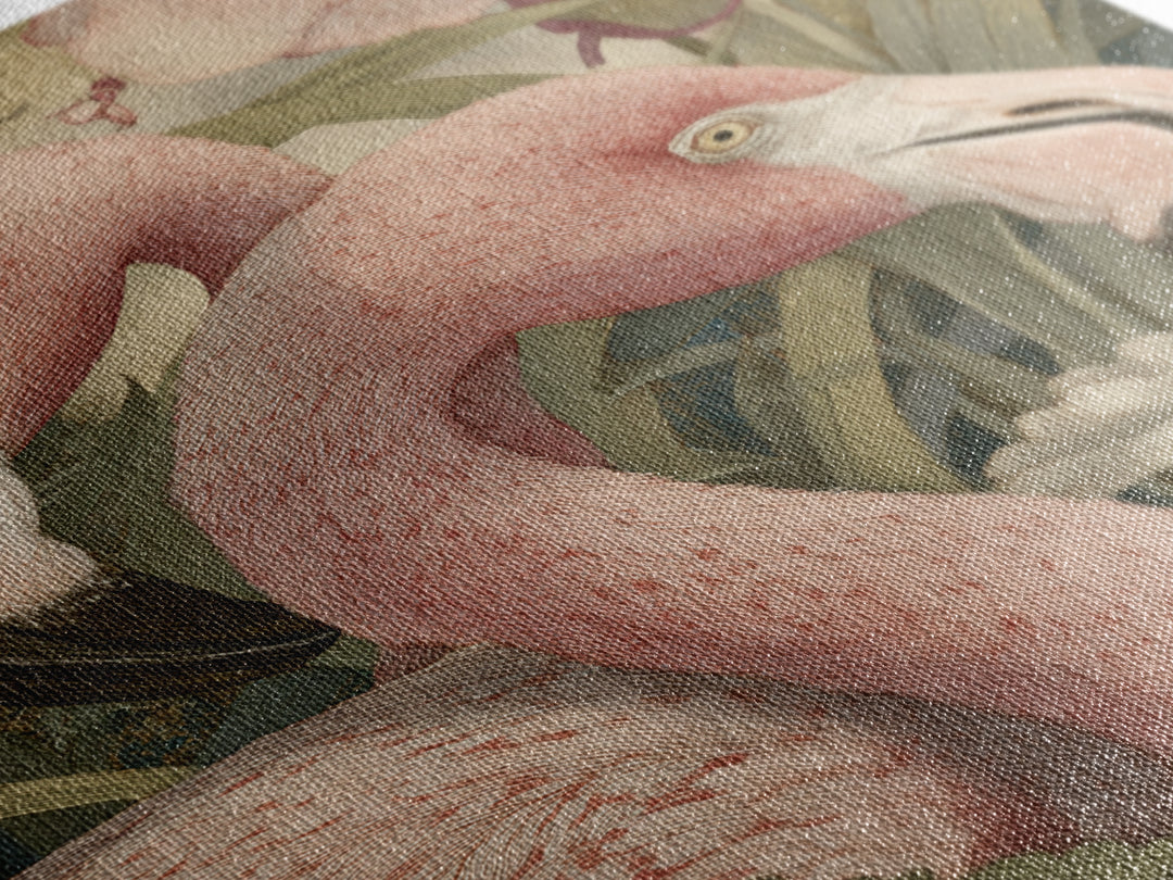 Pink Flamingos Among Tropical Water Plants Canvas Print, Tropical Art, Digital Print, Living Room Decor, Fine Art, Tropic, TRO-2x3-58
