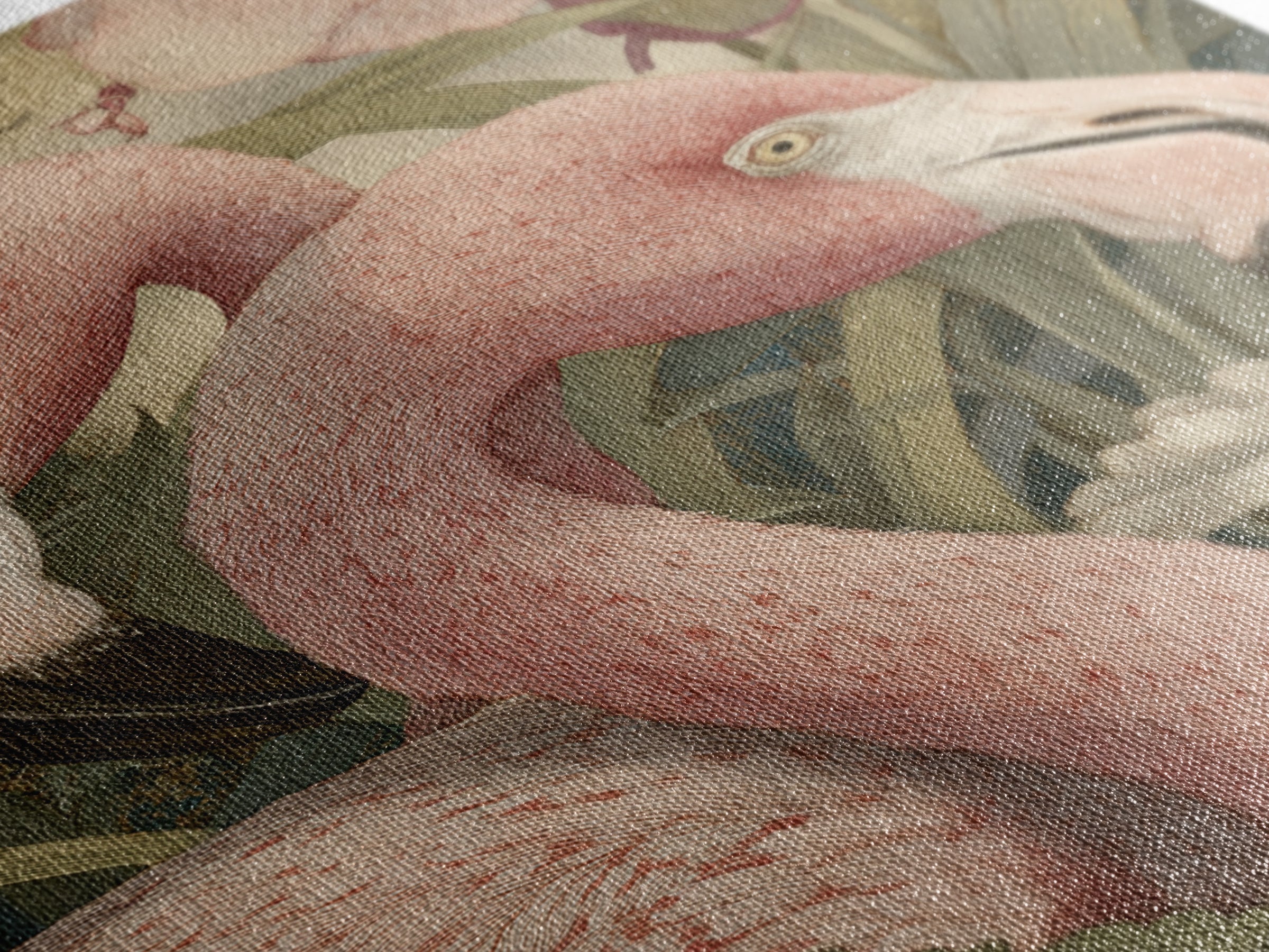 Pink Flamingos Among Tropical Water Plants Canvas Print, Tropical Art, Digital Print, Living Room Decor, Fine Art, Tropic, TRO-2x3-58