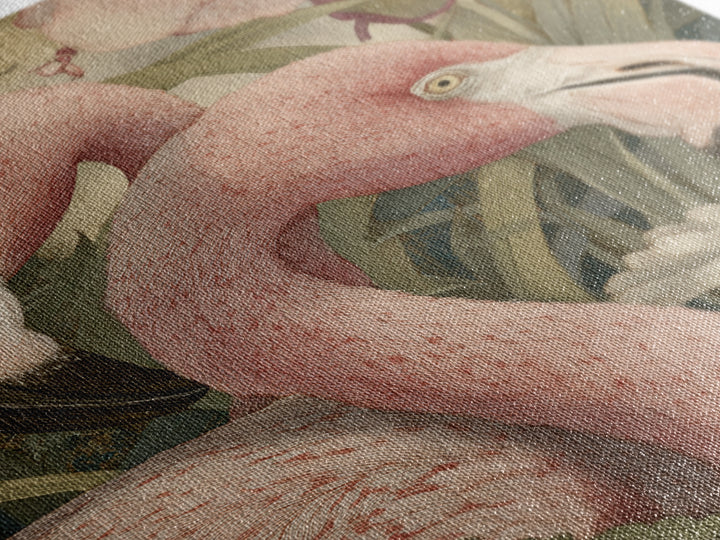 Pink Flamingos Among Tropical Water Plants Canvas Print, Tropical Art, Digital Print, Living Room Decor, Fine Art, Tropic, TRO-2x3-58