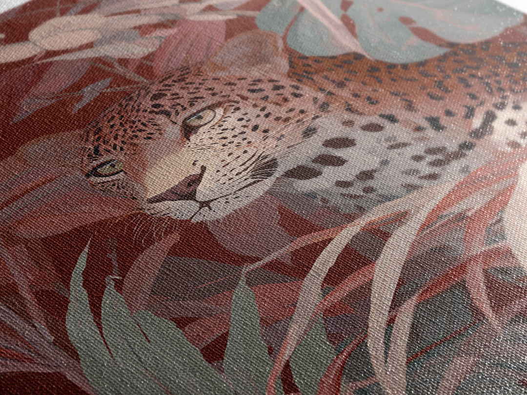 Leopard Hidden Among Palm Leaves Canvas Print, Tropical Art, Printable, Living Room Decor, Fine Art, Tropic, Coastal Decor, TRO-2x3-70