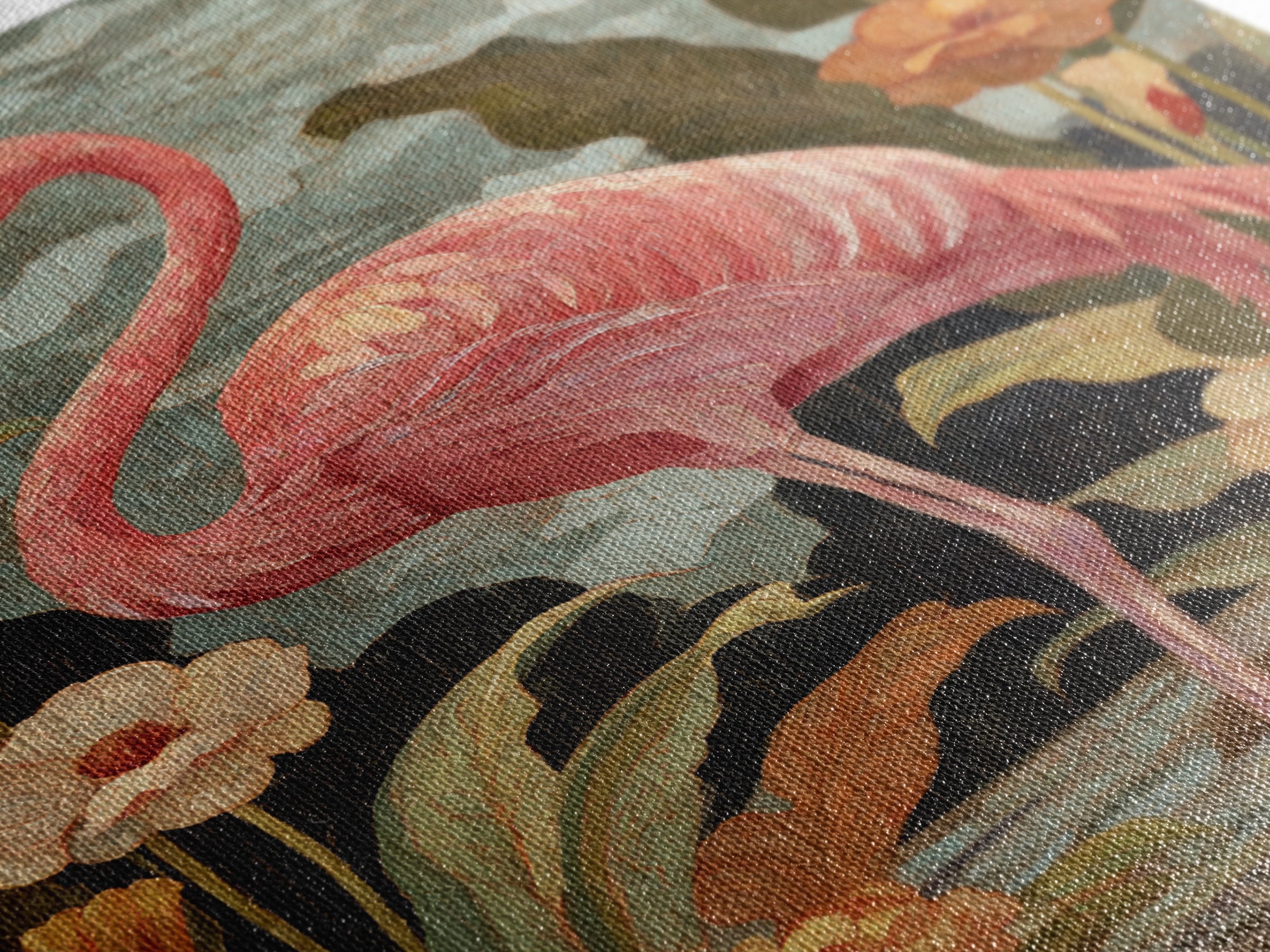 Pink Flamingos Among Tropical Water Plants Canvas Print, Tropical Art, Digital Print, Living Room Decor, Fine Art, Tropic, TRO-2x3-82