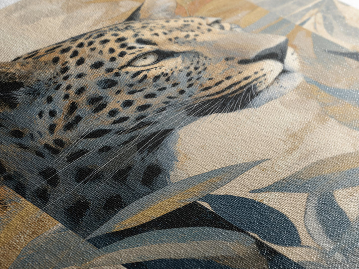 Leopard Hidden Among Palm Leaves Framed Canvas Print, Tropical Art, Oversized Wall Art, Living Room Decor, Fine Art, Tropic, TRO-2x3-94