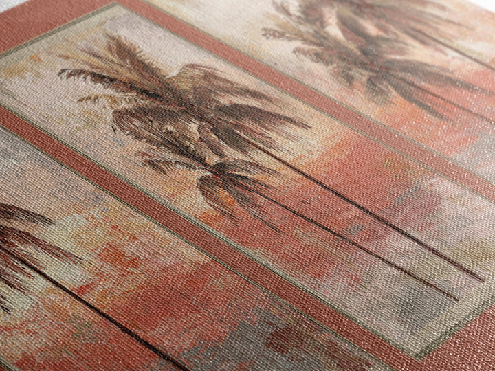 Palm Tree Silhouettes Canvas Print, Tropical Art, Gallery Wall Art, Living Room Decor, Fine Art, Tropic, Textured Painting, TRO-3x1-20