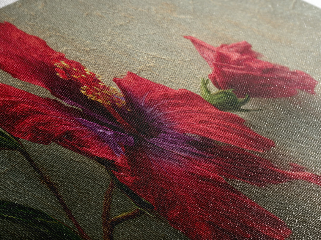 Hibiscus Flower Closeup Canvas Print, Tropical Art, Coastal Art, Living Room Decor, Fine Art, Tropic, Luxury Decor, TRO-3x1-21