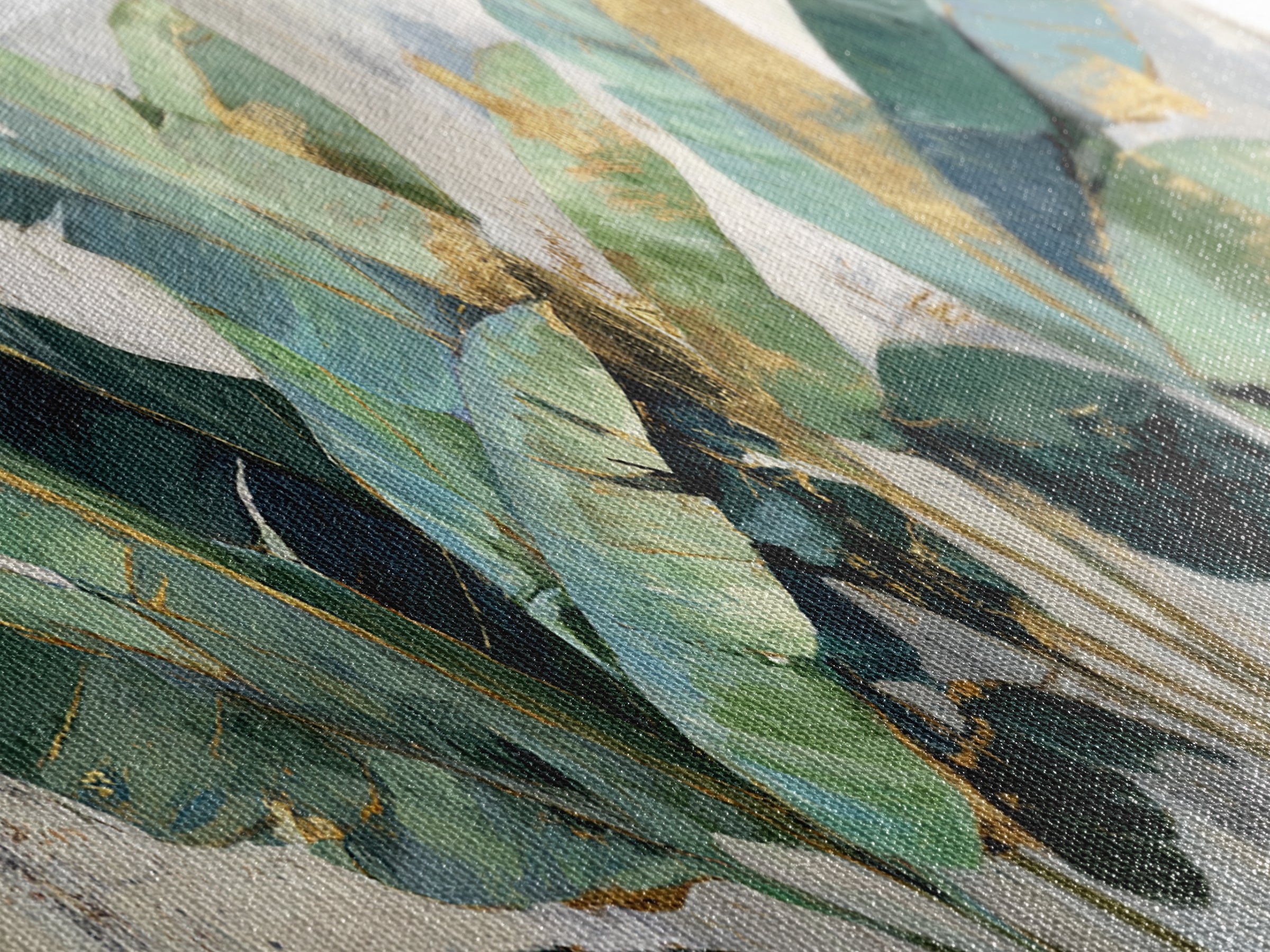 Banana Leaves Layered Canvas Print, Tropical Art, Beach Print, Living Room Decor, Abstract Art, Tropic, Textured Painting, TRO-3x1-25