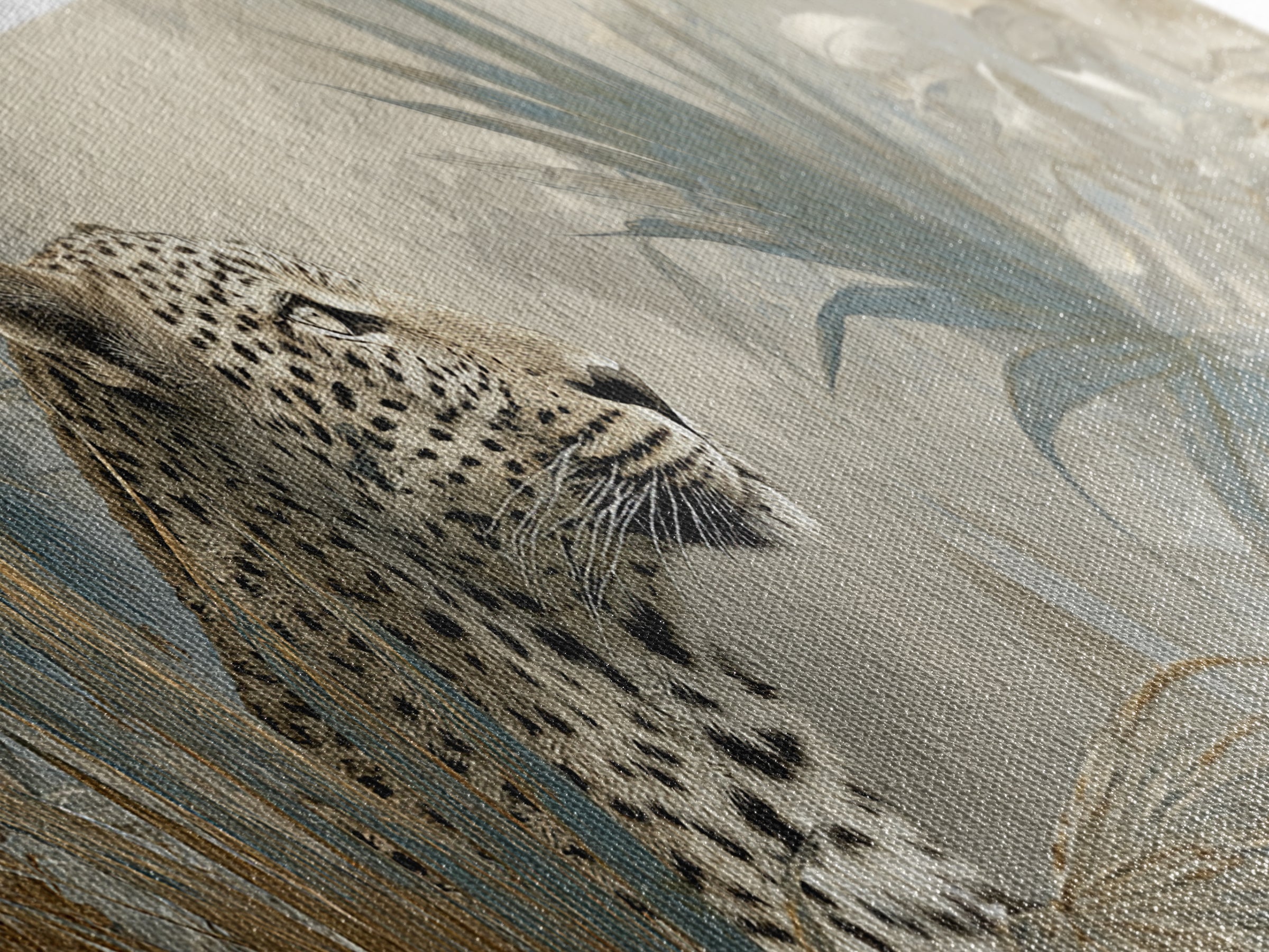 Leopard Hidden Among Palm Leaves Canvas Print, Tropical Art, Printable, Living Room Decor, Fine Art, Tropic, Coastal Decor, TRO-3x1-78