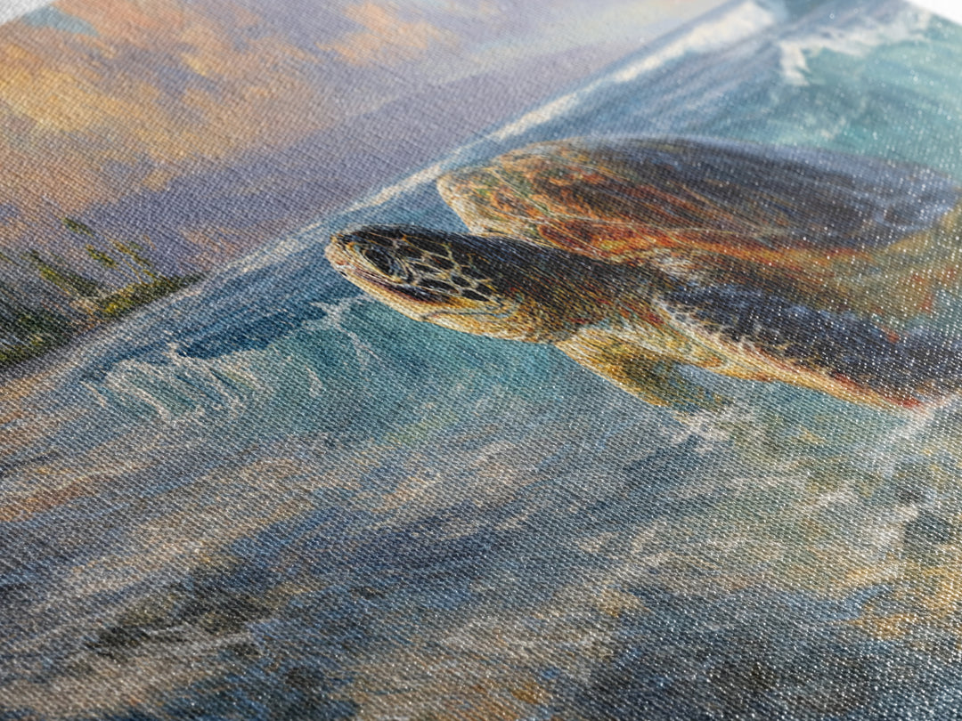 Sea Turtle Near Tropical Reef Canvas Print, Tropical Art, Wall Art Prints, Living Room Decor, Fine Art, Tropic, Beach Wall Art, TRO-3x1-83