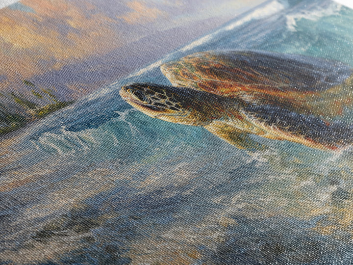 Sea Turtle Near Tropical Reef Canvas Print, Tropical Art, Wall Art Prints, Living Room Decor, Fine Art, Tropic, Beach Wall Art, TRO-3x1-83