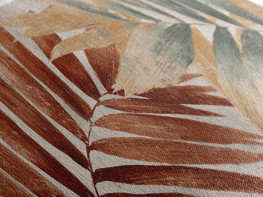 Rain Soaked Palm Leaf Closeup Canvas Print, Tropical Art, Botanical Art, Living Room Decor, Watercolor Art, Tropic, TRO-3x1-85