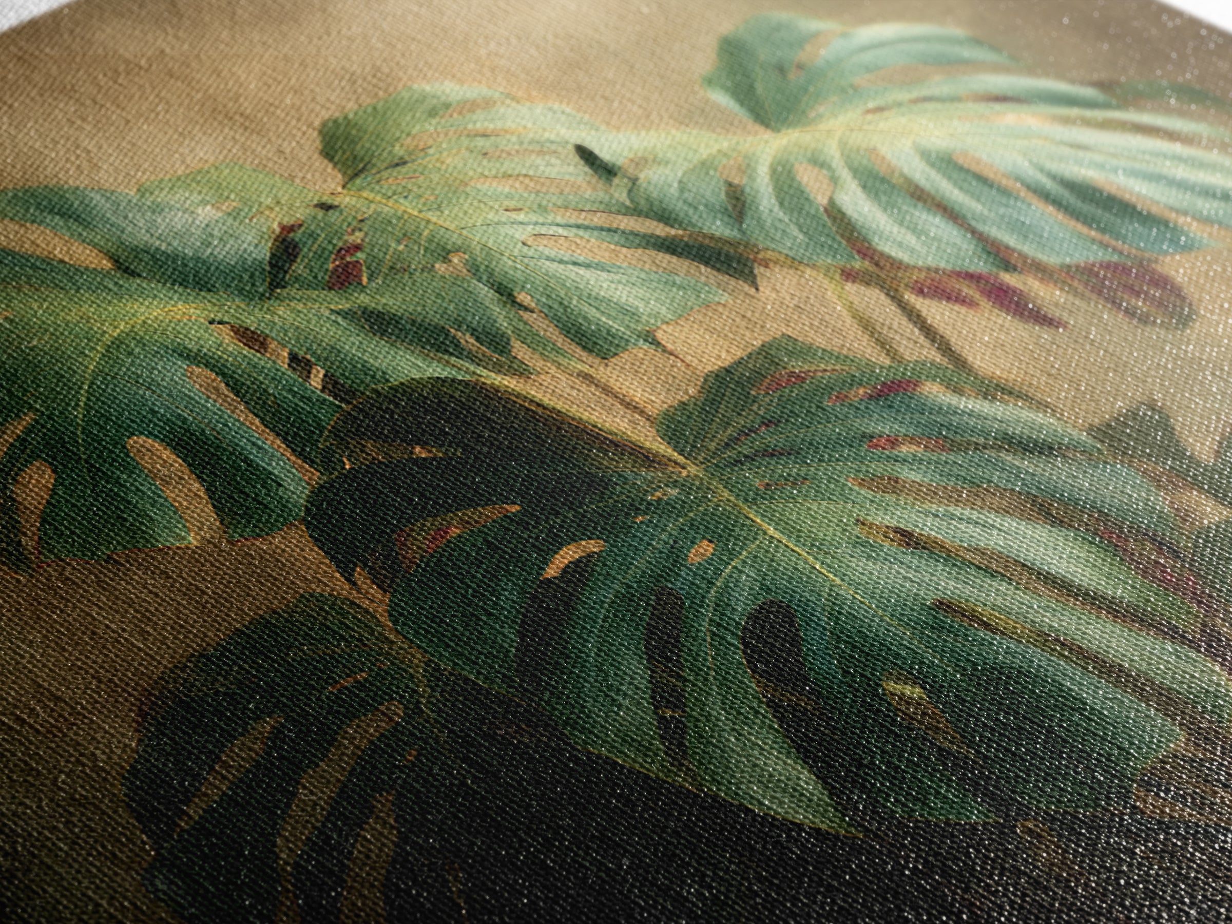 Lush Monstera Leaves Framed Canvas Print, Tropical Art, Gallery Wall Art, Living Room Decor, Fine Art, Tropic, TRO-3x2-5