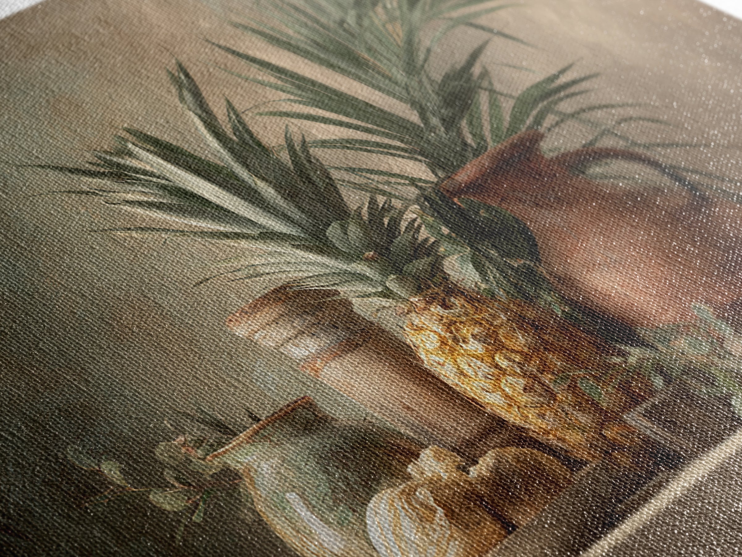 Pineapple and Palm Still Life Canvas Print, Tropical Art, Downloadable Prints, Living Room Decor, Watercolor Art, Tropic, TRO-3x2-58