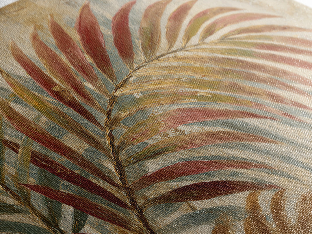 Rain Soaked Palm Leaf Closeup Canvas Print, Tropical Art, Neutral Decor, Living Room Decor, Oil Painting, Tropic, Home Decor, TRO-3x2-73