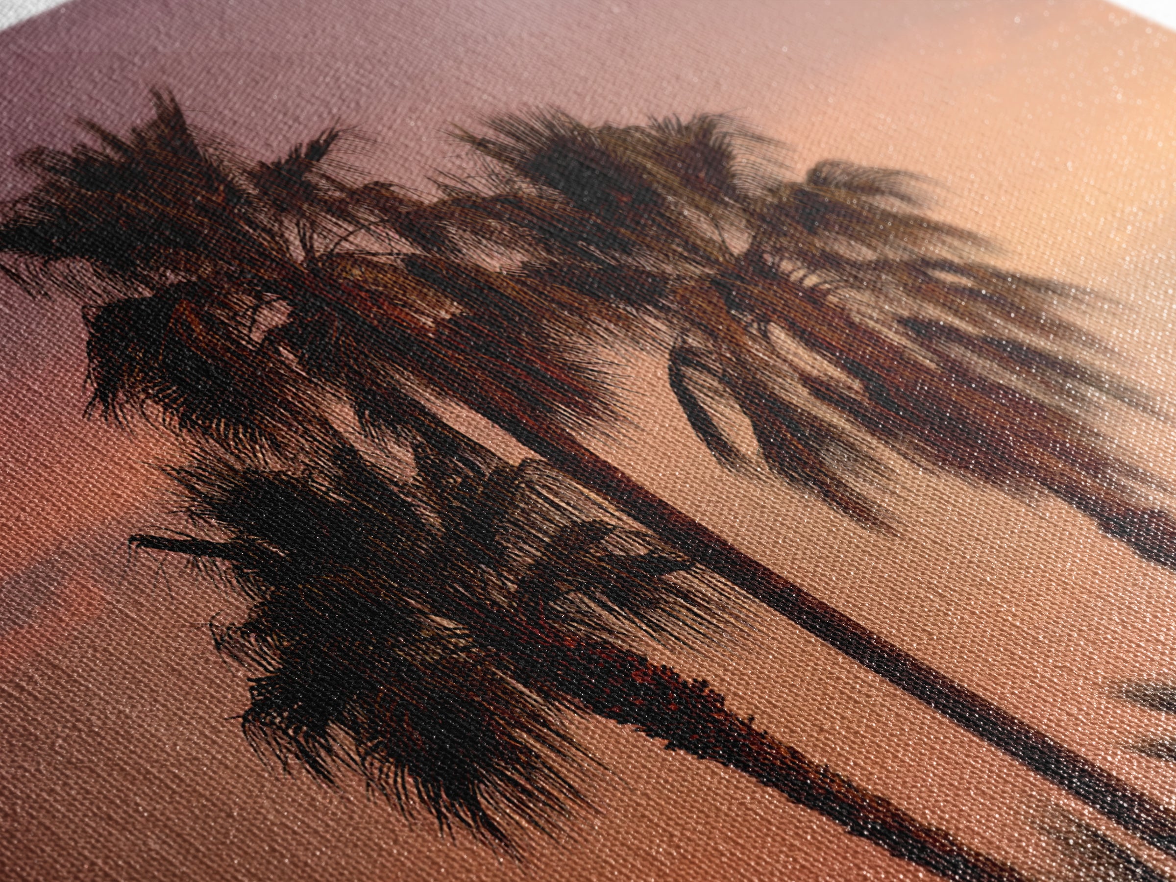 Palm Tree Silhouettes Framed Canvas Print, Tropical Art, Beach Decor, Living Room Decor, Oil Painting, Tropic, Fine Art Print, TRO-3x2-8