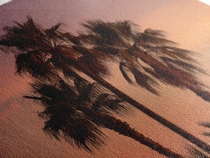 Palm Tree Silhouettes Framed Canvas Print, Tropical Art, Beach Decor, Living Room Decor, Oil Painting, Tropic, Fine Art Print, TRO-3x2-8