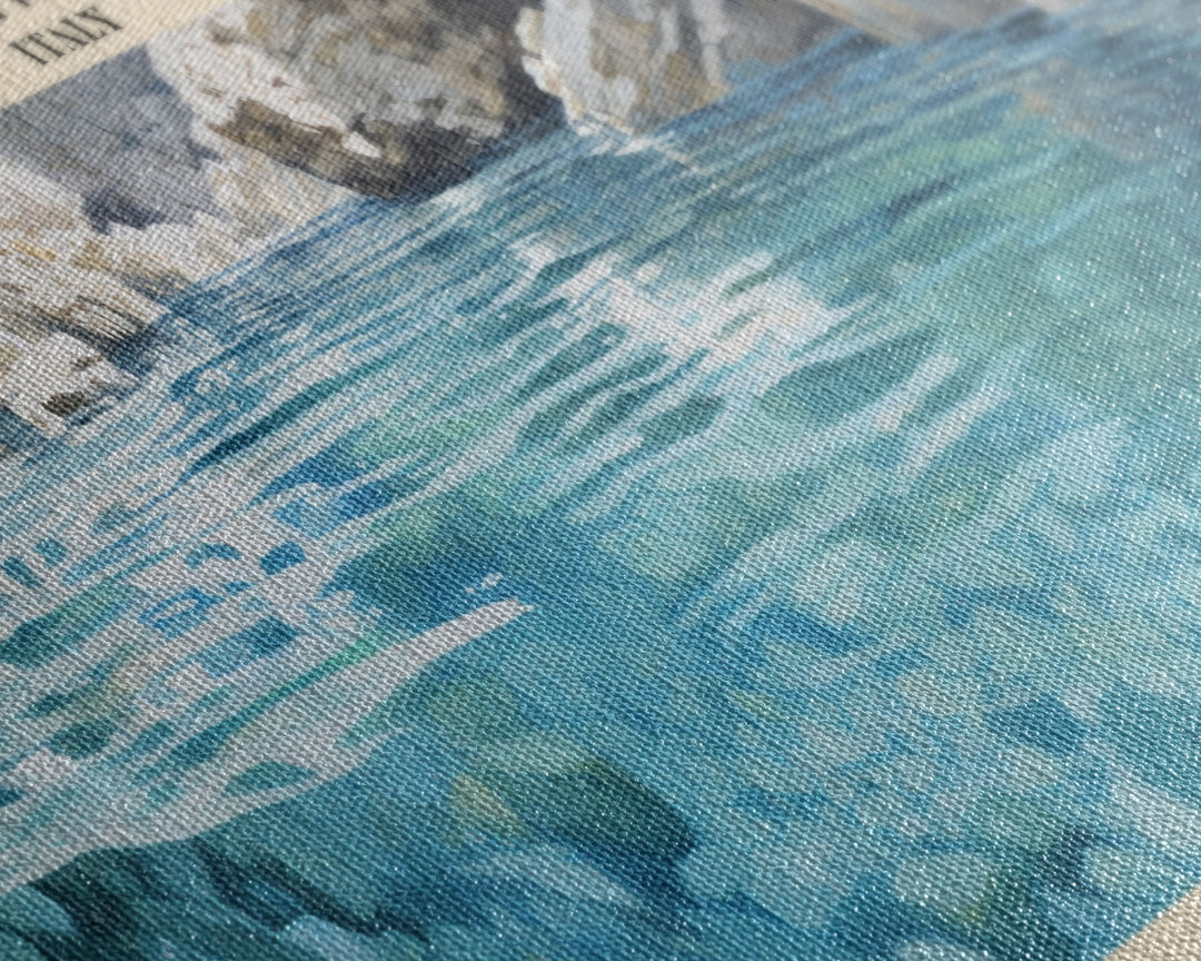 Blue Grotto Retro Style Travel Poster - Framed Canvas Print - COUNTRY Travel Decor | Vintage Style Home Decor - Travel Print - Wall Art