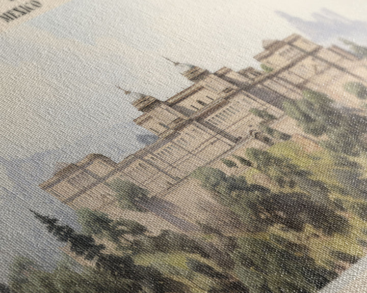 Chapultepec Castle Retro Style Travel Poster - Framed Canvas Print - COUNTRY Travel Decor | Vintage Style Home Decor - Travel Print - Wall Art