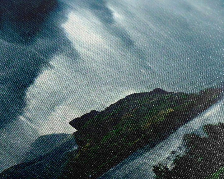 Foggy night rainstorm over the lake canvas print, nature and landscape wall art, ready to hang, cool wall art