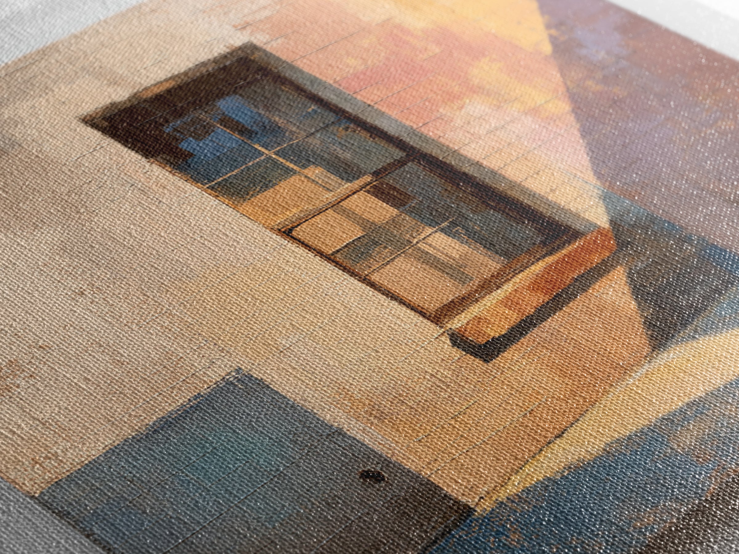Brick Wall and Window Shadows as Geometry Framed Canvas Print, Urban Art, Fine Art Print, Living Room Decor, Fine Art, Urban, URB-1x1-29