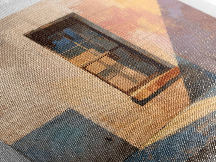 Brick Wall and Window Shadows as Geometry Framed Canvas Print, Urban Art, Fine Art Print, Living Room Decor, Fine Art, Urban, URB-1x1-29
