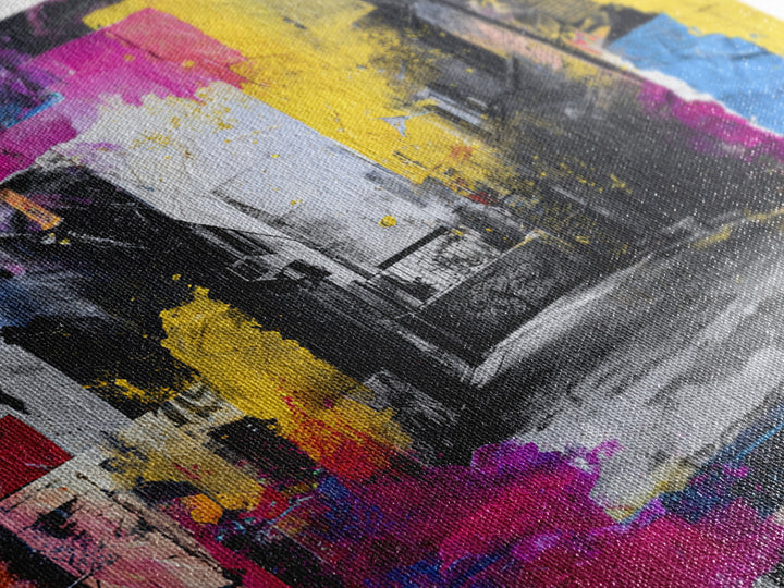 Graffiti Covered Alley Rendered as Color Collage Canvas Print, Urban Art, Queer Art, Living Room Decor, Fine Art, Urban, URB-1x1-59