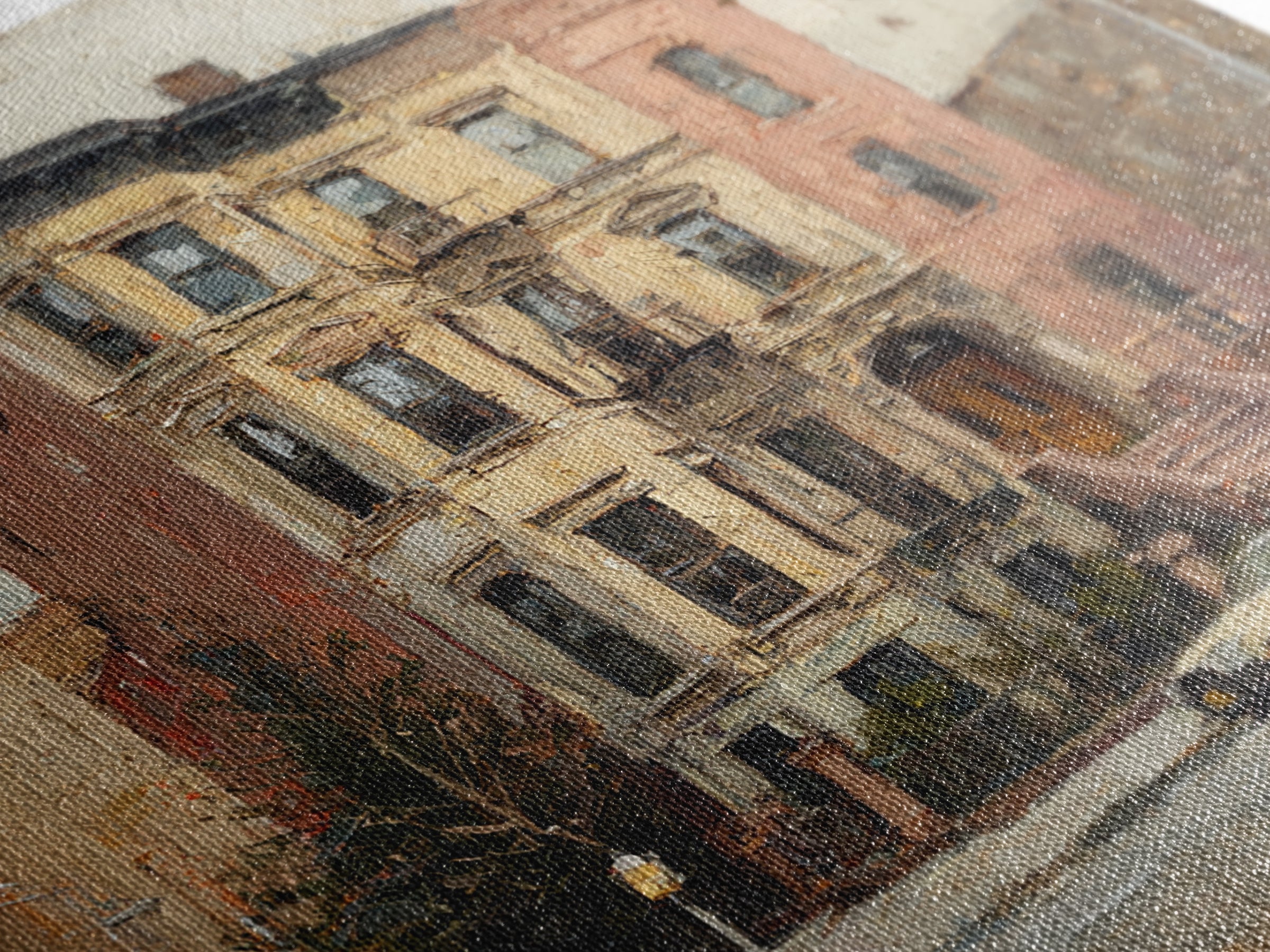 Brownstone Row in Soft Morning Light Canvas Print, Urban Art, Book Shelf Decor, Living Room Decor, Urban, Modern Decor, URB-1x1-60