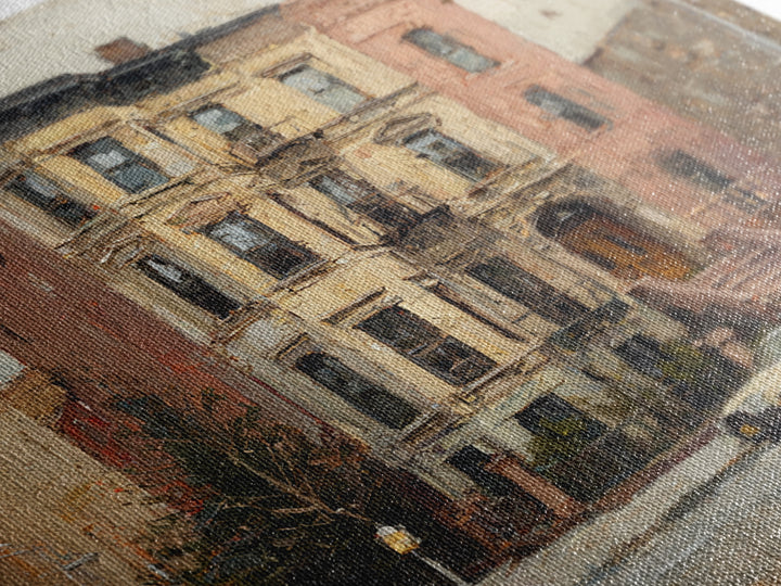 Brownstone Row in Soft Morning Light Canvas Print, Urban Art, Book Shelf Decor, Living Room Decor, Urban, Modern Decor, URB-1x1-60