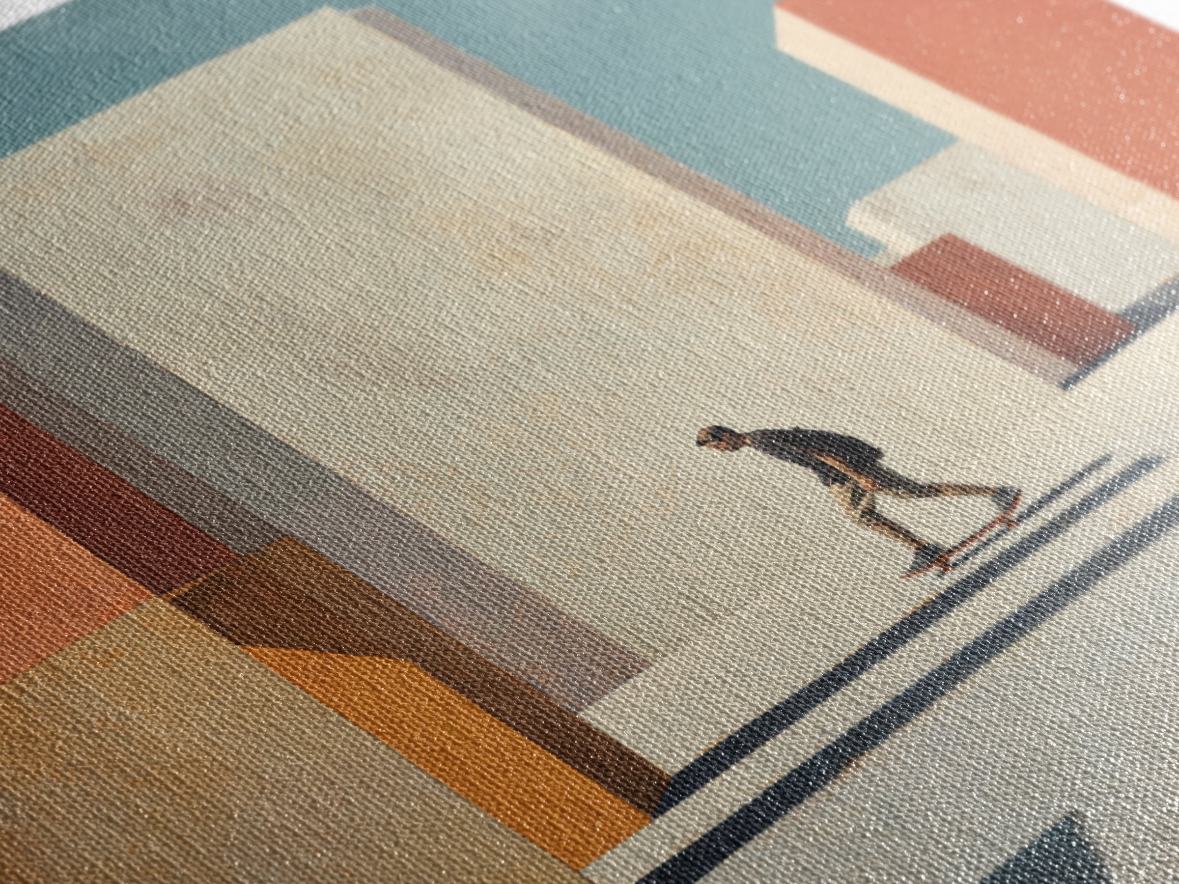 Skateboarder Crossing a Concrete Plaza Framed Canvas Print, Urban Art, Textured Wall Art, Living Room Decor, Fine Art, Urban, URB-1x1-7