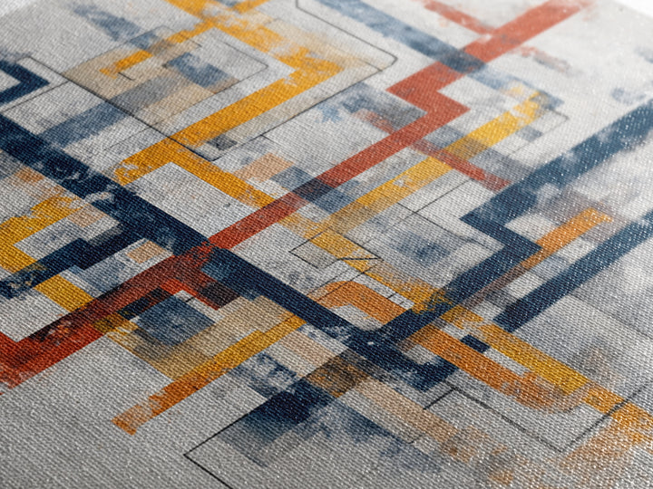 Abstract Subway Map Lines Without Labels Canvas Print, Urban Art, Canvas Painting, Living Room Decor, Abstract Art, Urban, URB-1x1-76