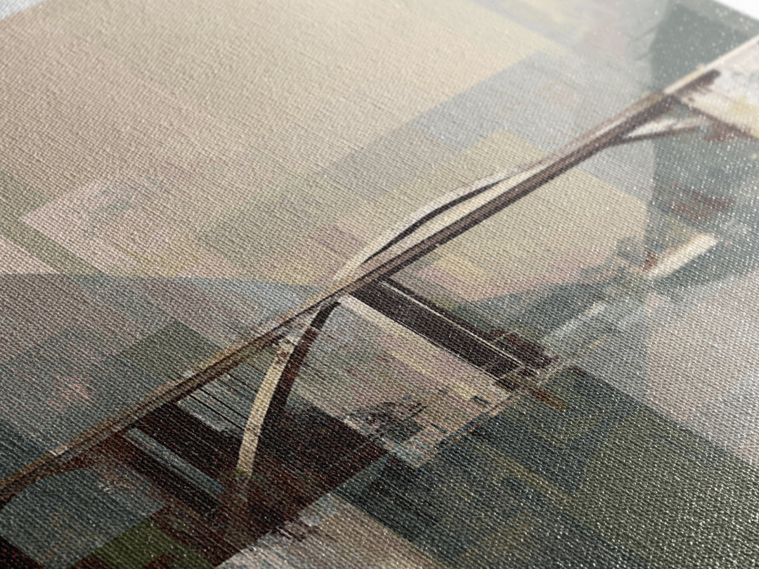 City Bridge Structure Framed Canvas Print, Urban Art, Luxury Decor, Living Room Decor, Fine Art, Urban, Original Painting, URB-2x1-30