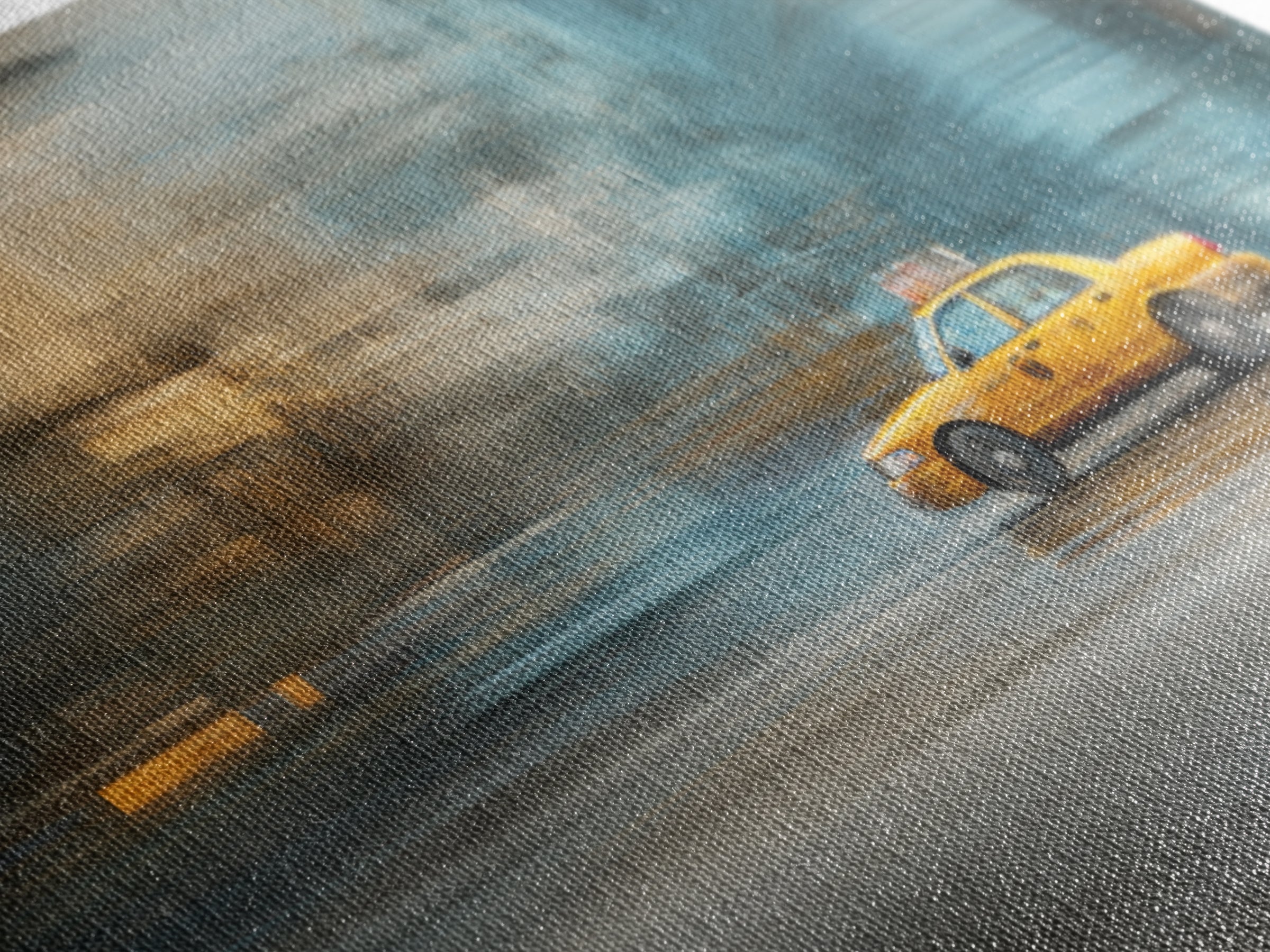Taxi Cab Motion Blur Canvas Print, Urban Art, Black Art, Living Room Decor, Oil Painting, Urban, Canvas Painting, URB-2x1-47